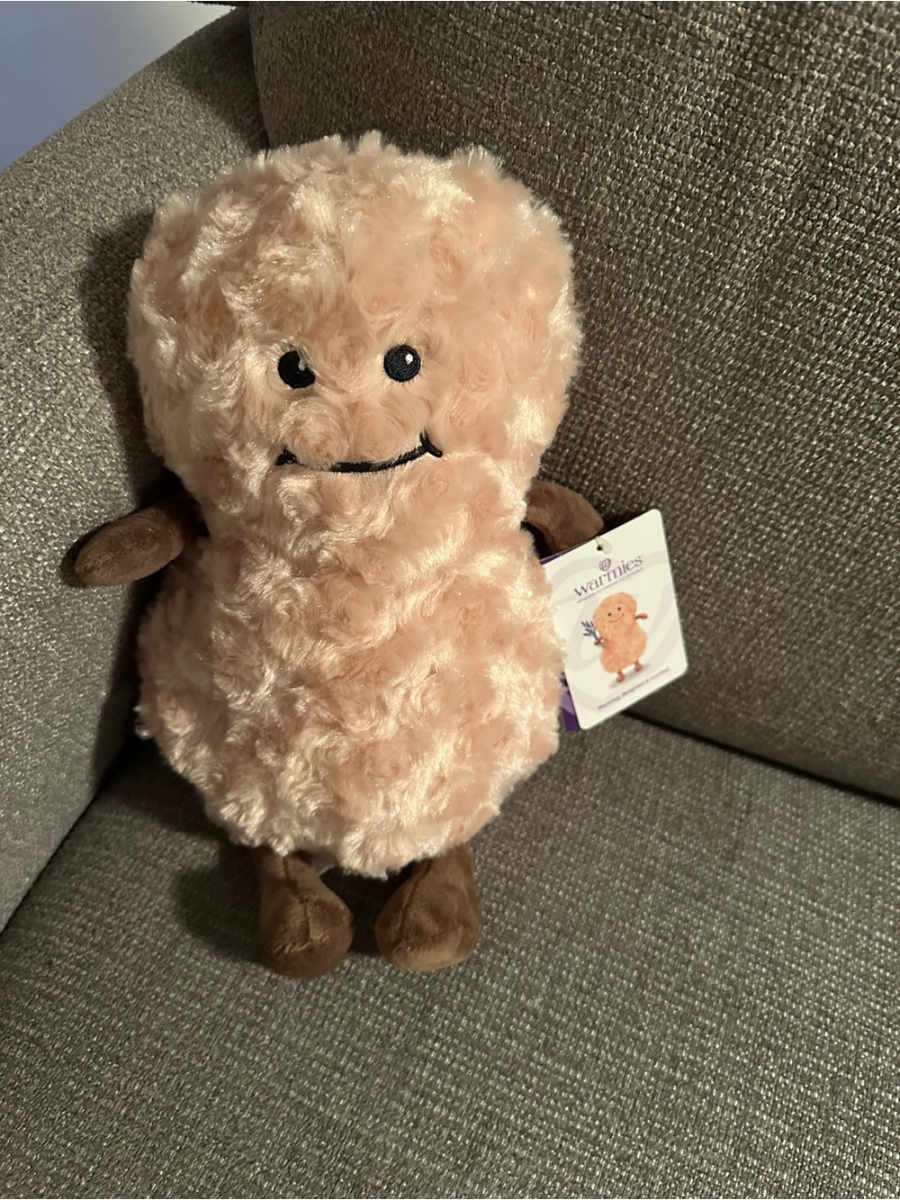 Warmies Plush Peanut Stuffed Animal - Light Beige with Brown Accents